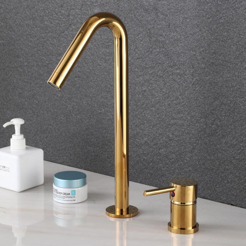Widespread Bathroom Sink Mixer Single Lever Hot and Cold Basin Faucet Brass Black chrome finished Lavatory Tasp Brush Gold