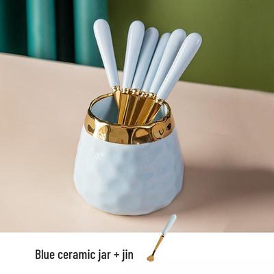 Ruhan Gold-Rimmed Storage Jar and Fruit Fork Set