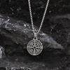 Vintage Compass Pendant Necklaces for Men Boys, Stainless Steel Coin Necklace, Rock Hiphop Collar Graduation Guide Gift
