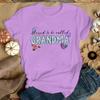 Women Fashion Short Sleeve Tee Shirt Blessed To Be Called Grandma Print T Shirt Casual Loose Summer Cool T-Shirt Top