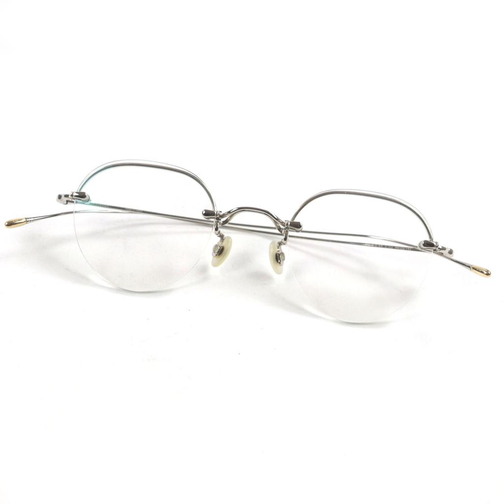 Excellent 10 Eyevan Glasses No.6 2 44-1G Silver Gold 18K Mens Used