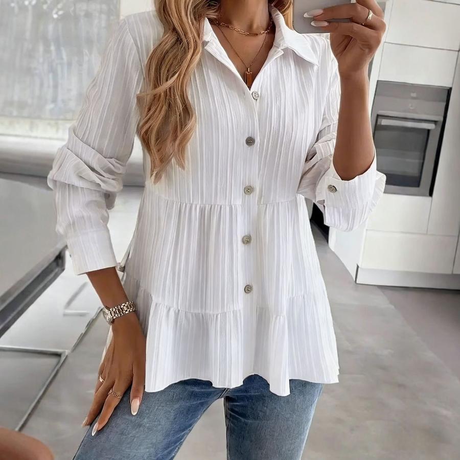 

Spring/Autumn Women s Clothing Solid Color Fashion Comfortable Versatile Long Sleeve Shirt Comfortable Casual Style XXL