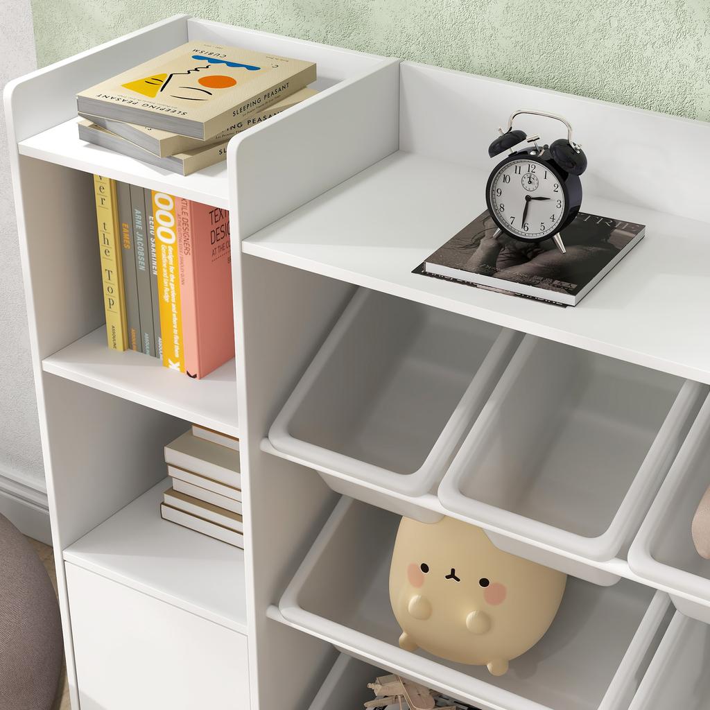 Kinder-Aufbewahrungsregal, Regal für Spielzeug und Bücher, für ordentliche Organisation, 8 herausnehmbare Boxen, Weiß