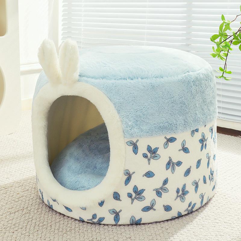 

2 в 1 собачья кровать зимняя теплая закрытая комната для домашних животных кошек PP хлопок собачья будка зимняя теплая милая кошачья будка для собак моющаяся собачья пещера кровать M 38X38CM