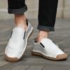 Spring Summer White Men's Retro Shoes Size 38-48 Breathable Leather Loafers Men Slip-on Casual Shoes for Men mocasines de hombre