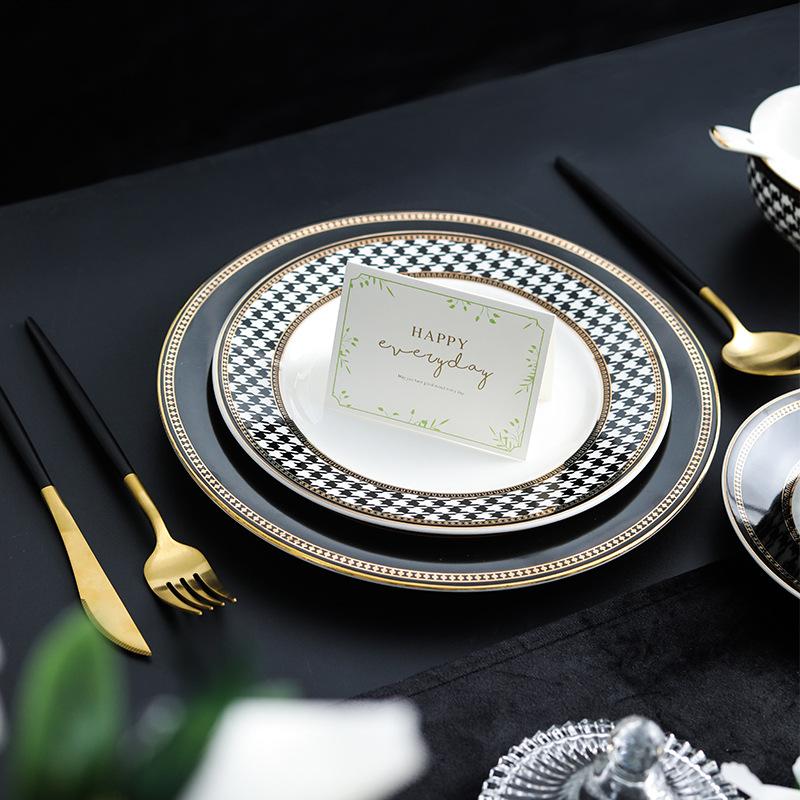 Vintage Light Luxury Qiandongge Ceramic Tableware Phnom Penh Fashion Household Dishes And Plates Set Western Food Steak Pasta Plate