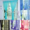 Light Transmission Sheer Curtain Bright Color Polyester Comfortable Touch Door Drape for Living Room