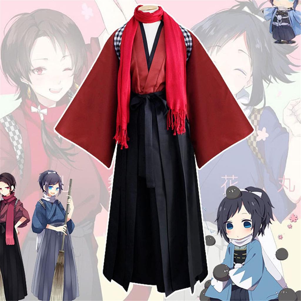 Unisex Samurai Horse Riding Japanese Warrior Cosplay Iaido Practice Top and Bottom Set with Scarf [LanBuff] Costume, Hakama, Dance, Kimono, Outfit,
