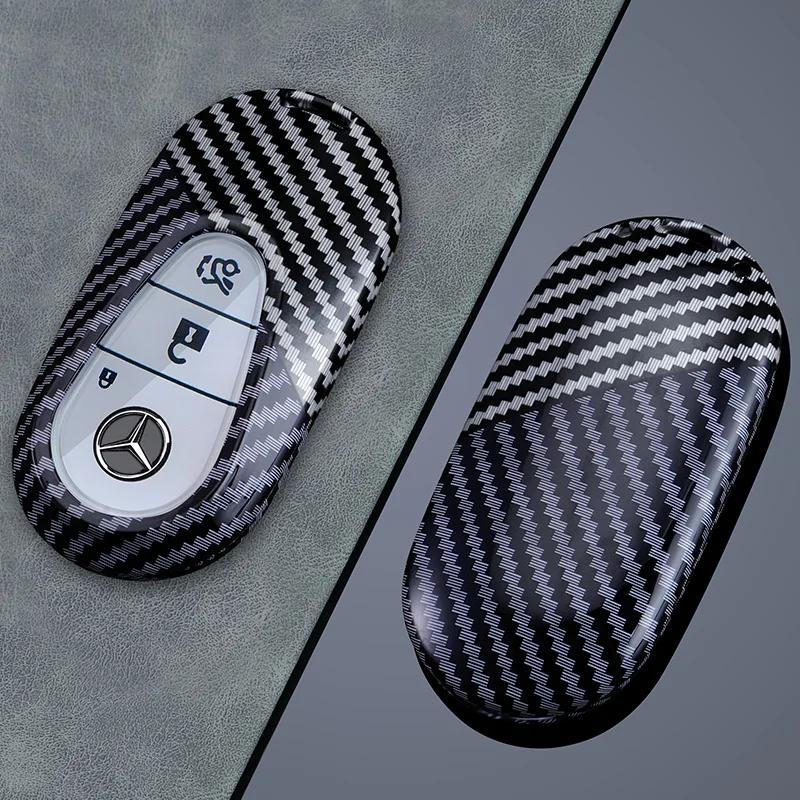 TMCUJ1 2025 New Fashion Carbon Fiber Car Key Case Cover Shell For Benz C E S Class W223 W206 C260 C300 S400 S450 S500 Auto Styling Acce