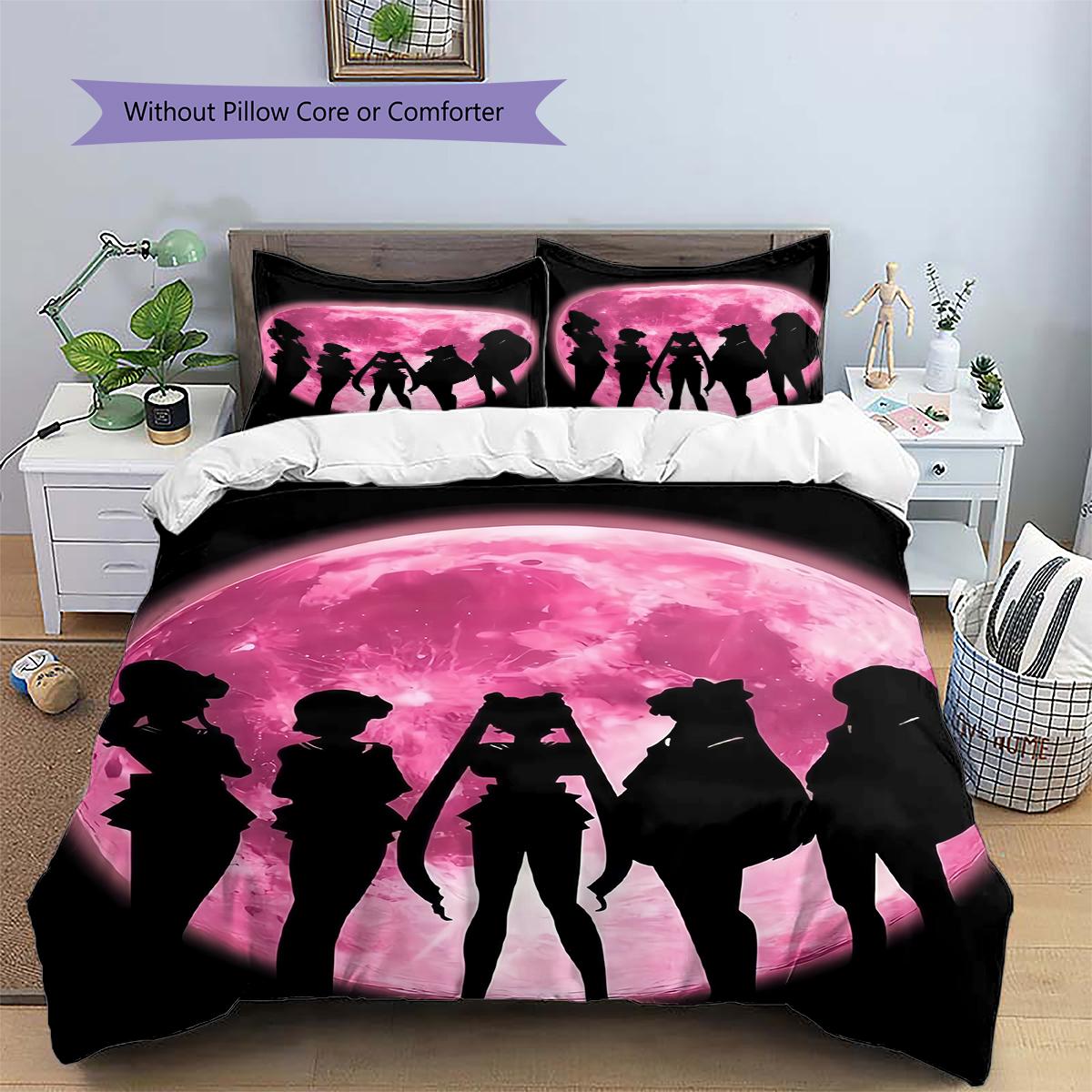 

Sailor Moon Silhouette Duvet Cover & Pillowcases, Sailor Moon Fan Bedroom Bedding, Perfect Gift.chl 135x200cm