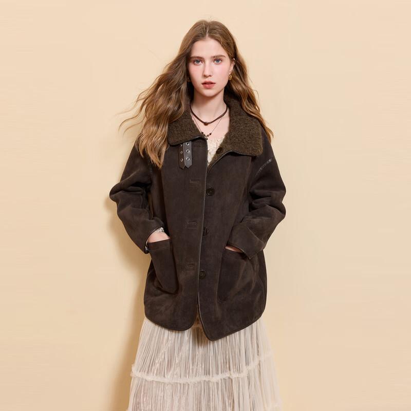 

Sancai 2025 Зимнее пальто средней длины из искусственной замши с двусторонней отделкой M