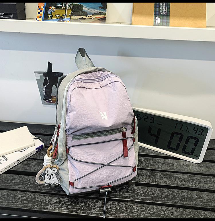 School Bag New Outdoor Backpack Contrasting Color Mountaineering Bag Picnic Retro School Bag Lightweight Travel Bag Sports Hiking Small Backpack