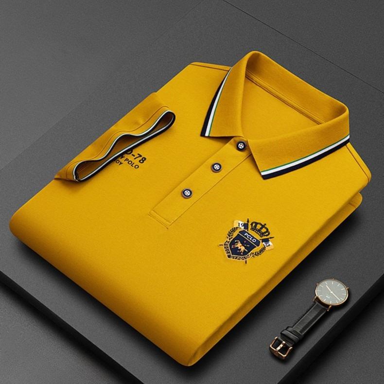 Sommermode Herrenhemd Bestickter Reverskragen Kurzarm Tops