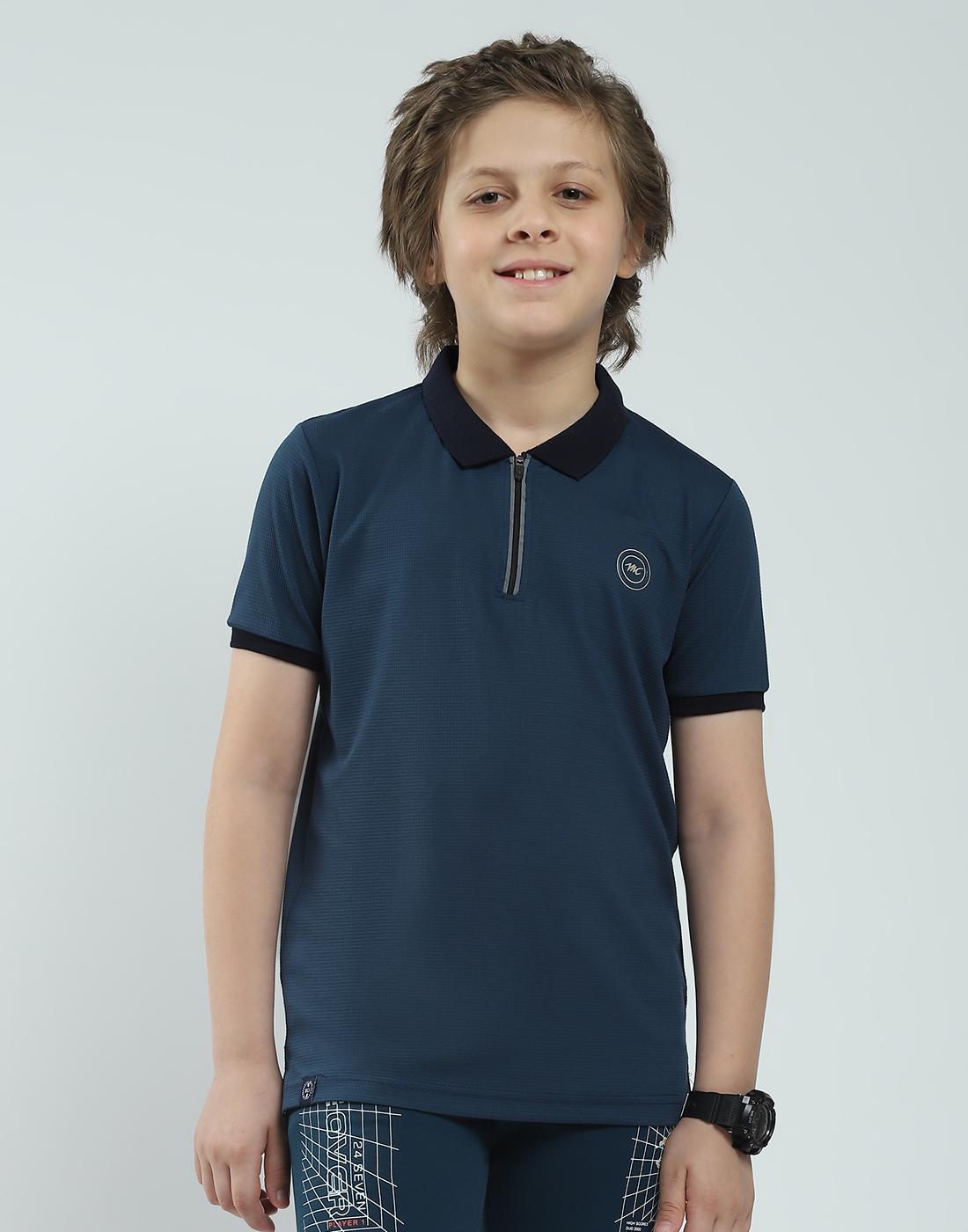 Monte Carlo Boys Solid Collar Neck T-Shirt 9-10 Years