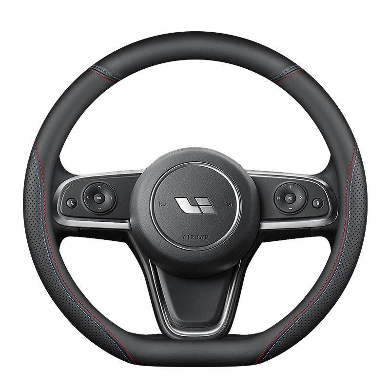 Ideal ONE Genuine Leather Ultra-thin Steering Wheel Cover, Anti-slip, Sweat-absorbent, Universal Fit for All Seasons, Winter Flip-up Design