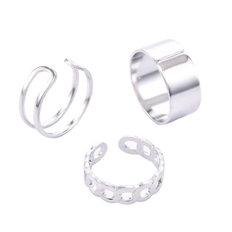 Minimalist Three-Piece Women's Ring Set: Trendy Open Tail, Index Finger, and Band Designs