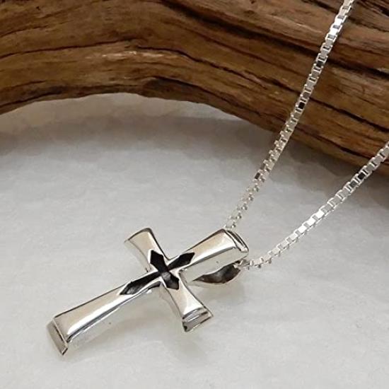Cross Necklace for Silver Cross Necklace Silver Necklace for Lucky with Venetian Top and Chain Both Made of Power 100 Points Men, 925, Pendant, Men,