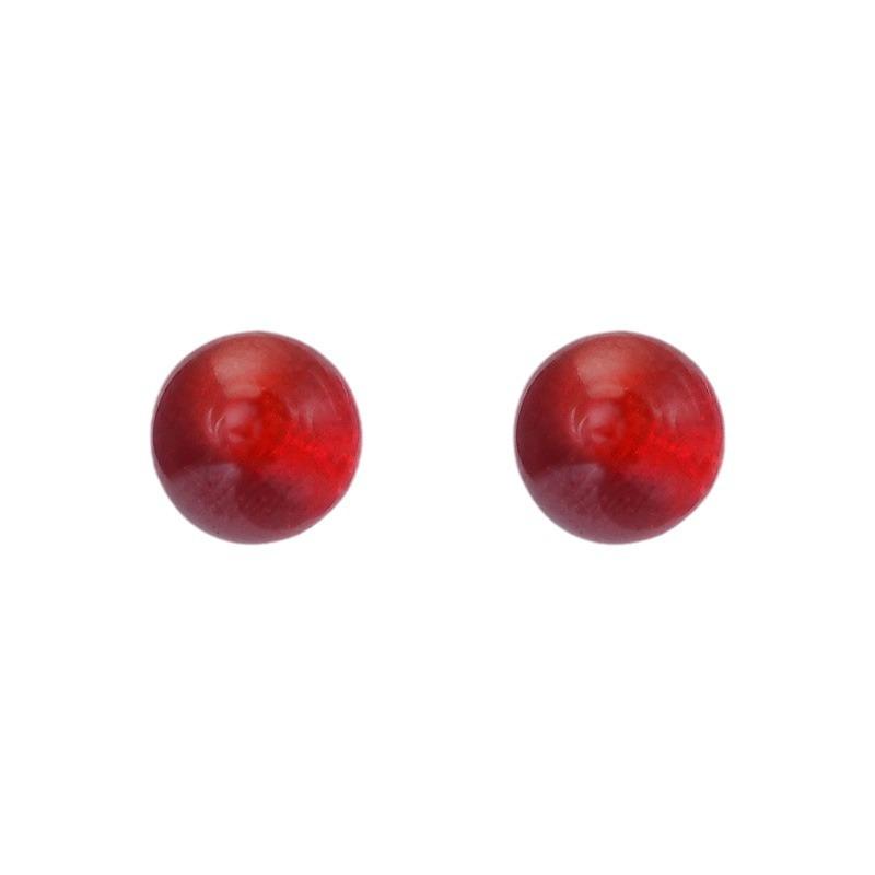 Red Garnet Stud Earrings, Ear Holes, Silver Stud Earrings, Autumn and Winter Ball, Simple and Advanced Sense, New Year's Eve Ball Earrings.