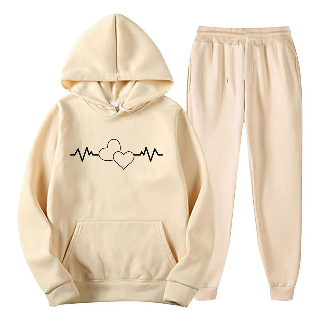 Spring and Autumn Sweater Set Sports Casual Pullover Hoodie Letter Printed Sweater Sweatpants Cover