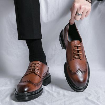 Spring and Autumn Brand Classic Oxford Shoes New Men Retro Brogues Shoes Lace-Up Block Business Wedding Dress Male Formal Shoes