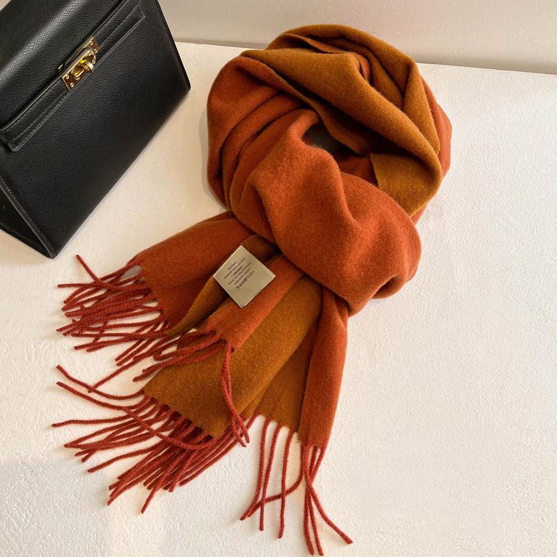 100% Wool Winter Narrow Scarf for Men's and Women's Universal Warm  Solid Color Scarf and Cold-Proof Scarves Poncho