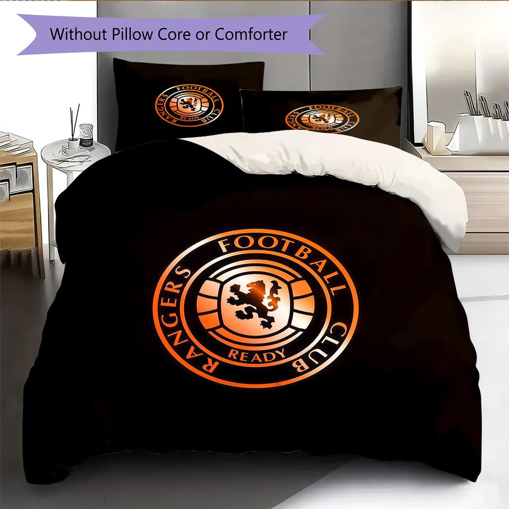Rangers FC2 Pattern Bedding Quilt Set Home Decoration Gift (1 * duvet cover + 2 * pillowcase without core)