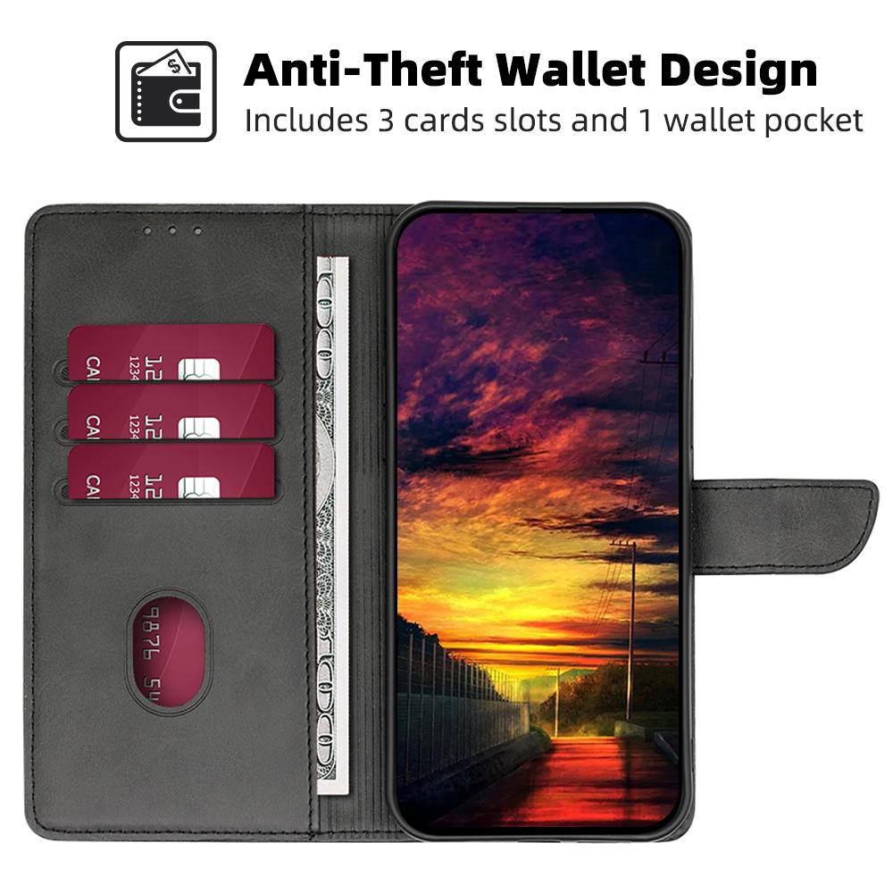 For Samsung Galaxy S24 Case Wallet Card Slots Calf Texture Leather Phone Cover