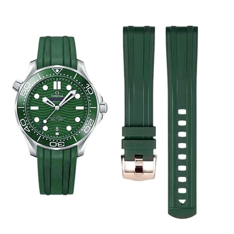 Omega Seamaster 300 Men's FKM Rubber Strap for De Ville Speedmaster Universe Watches