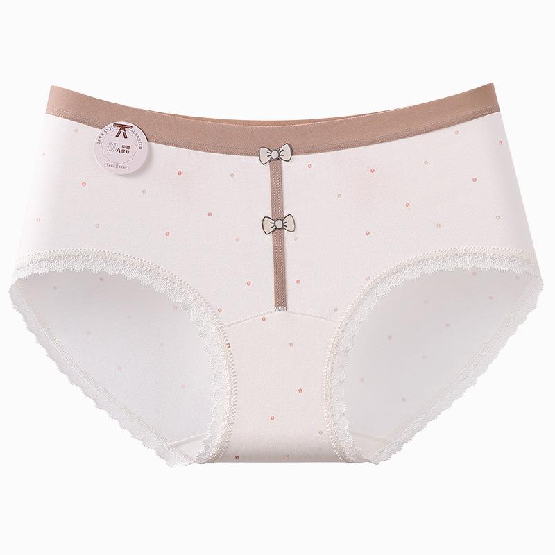 Women's Summer Sweet Baby Cotton 10A Pure Cotton Anti Bacterial Mid Waist Briefs
