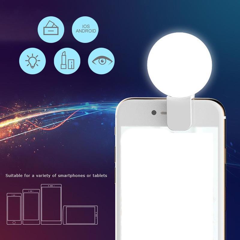 Light Mobile Phone Fill Flash Lens Portable LED External Fill Light Mini Circular Fill Light Clip For IPhone
