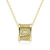 Sparkling Barrel Pendant Necklace with Textured Inlay and Central Ring Detail Modern Elegant Jewelry for Women