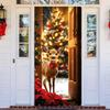 Christmas Door Cover Cute Reindeer Front Door Cover 35x82in Porch Welcome Sign Banner for Winter Holiday Party Photo Backdrop Decor