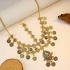 Bohemian Exotic Rhinestone Tassel Necklace & Earrings Set In Antiqued Alloy