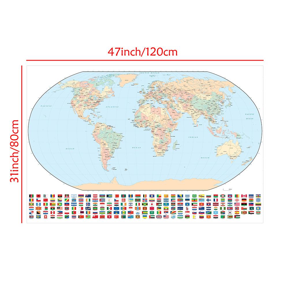 World Map Backdrop Cloth with National Flags,for Travel-Themed Parties,Educational Decor,Photo Shoot Background,Home Decor