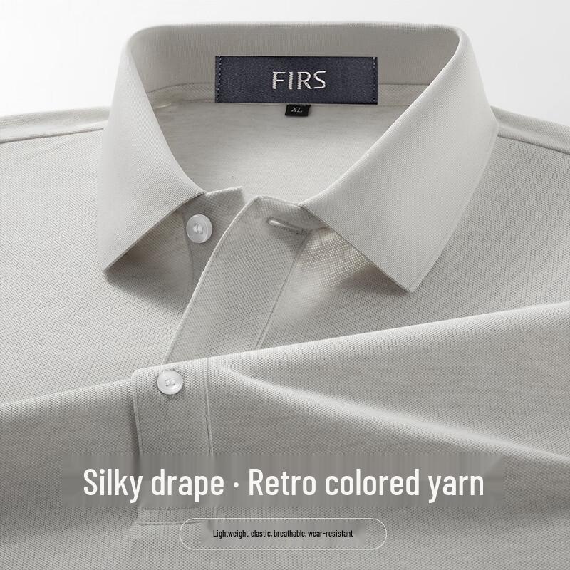 

FIRS Men s Retro Color Yarn Business Casual Short Sleeve Polo Shirt M
