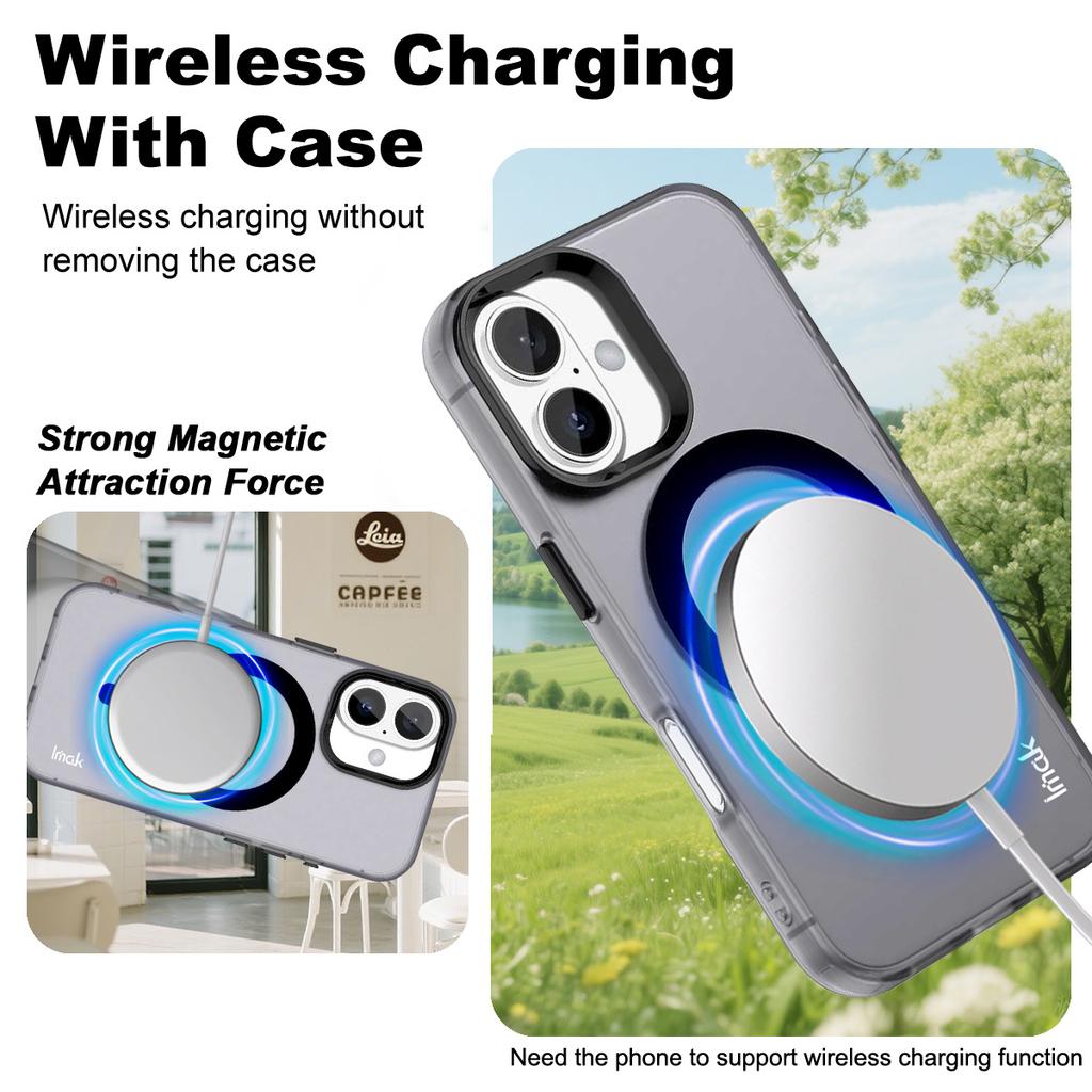 IMAK For iPhone 16 Case Compatible with MagSafe Candy Color Anti Drop TPU+PET Back Cover