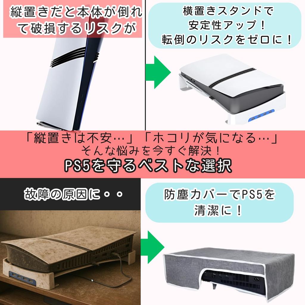 ATURIKA PRO Horizontal Stand Cover Equipped with 4 USB ports PS5 PRO with dust heat dissipation and stable recommended for those who are not satisfied