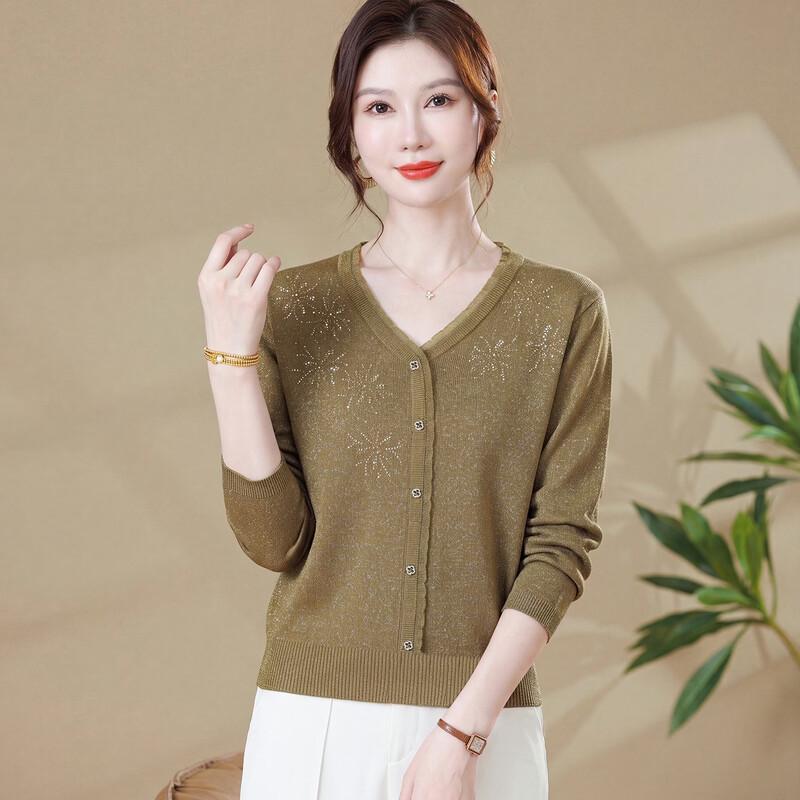 Datang Furen Women's V-Neck Embellished Knit Cardigan
