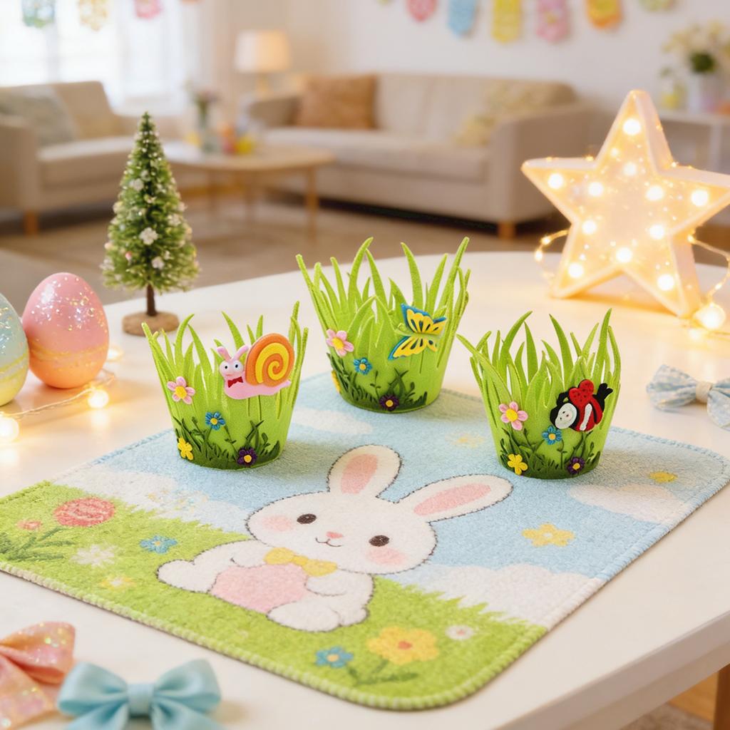 Easter Decorations Non-woven Fabric Round Egg Basket Easter Decorative Ornament