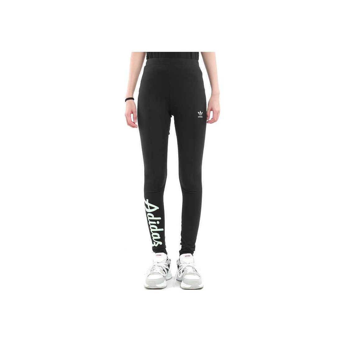 

Adidas Originals Sports Lifestyle Series Letter Print Training Versatile Slim Fit Durable Sports Long Pants Women Bottoms Black DU9928 S