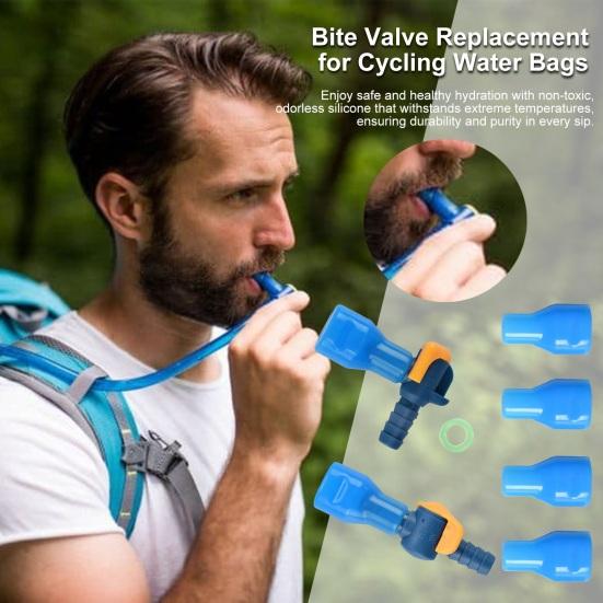 Bite Valve Replacement Hydration Pack Mouthpiece with 2 Hose Connector Shut/On Off Valve And O-Ring Replacement Parts Accessories