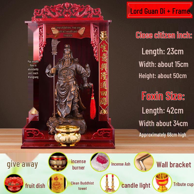 Guan Gong God of Wealth Statue - Attracts Prosperity, Worship Niche Decor.