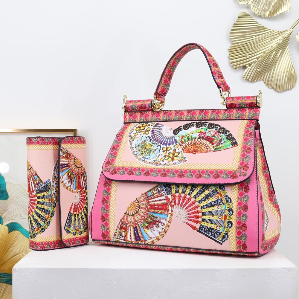 Women Bags Leather Vintage Painting Art Purse Handbags Girl Shoulder Bag Cross Body Messenger Bag Female Totes Braccialini Style