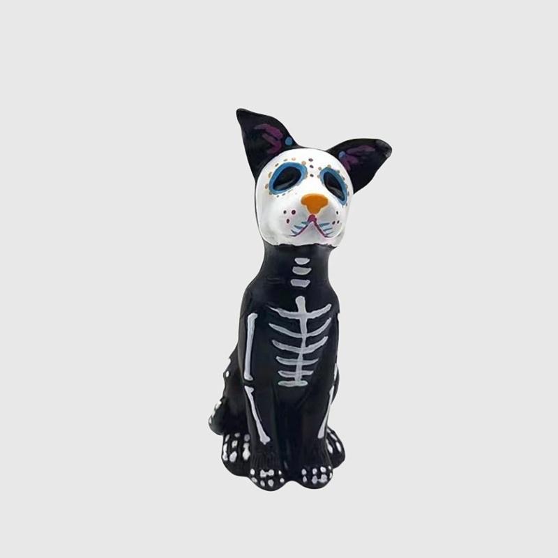 Halloweens Dog and Cats Resin Figurine Sturdy Decoration for Home Office Shelf Display