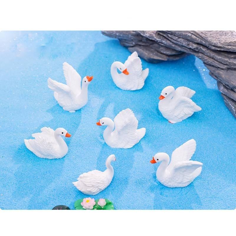 Charming Resin Swan Figurines Diy Creative Micro Landscape Desk Decorations
