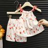Summer Girl Shorts Pajama Set With Ice Silk Fabric For Toddler Girls