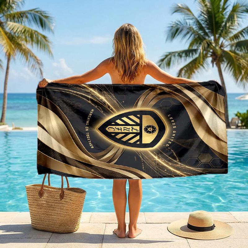 Leeds United Fußball Strandtuch Weiches Mikrofaser Sommerhandtuch Schnelltrocknendes Saugfähiges Handtuch für Strand Schwimmbad Reisen
