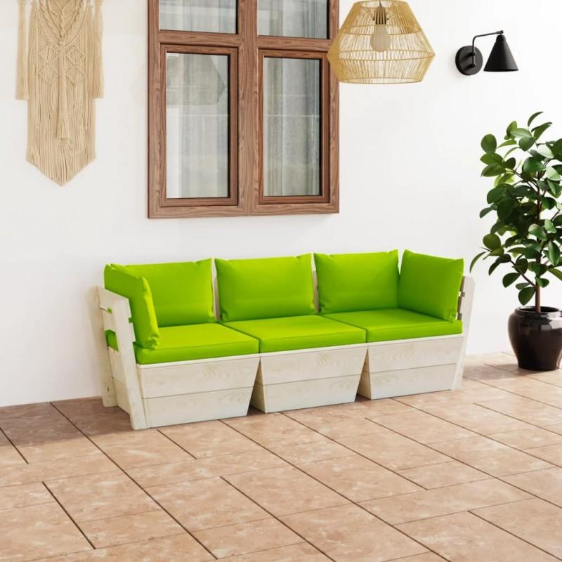 Day and Night - Day and Night 3-seater Garden Pallet Sofa with Fir Wood Cushions