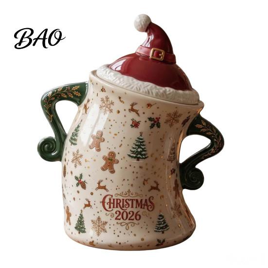Festive Desktop Ornament Christmas Themed Storage Jar with Airtight Lid, Decorative Gingerbread Man Kitchen Countertop Decoration Cookie Canister,