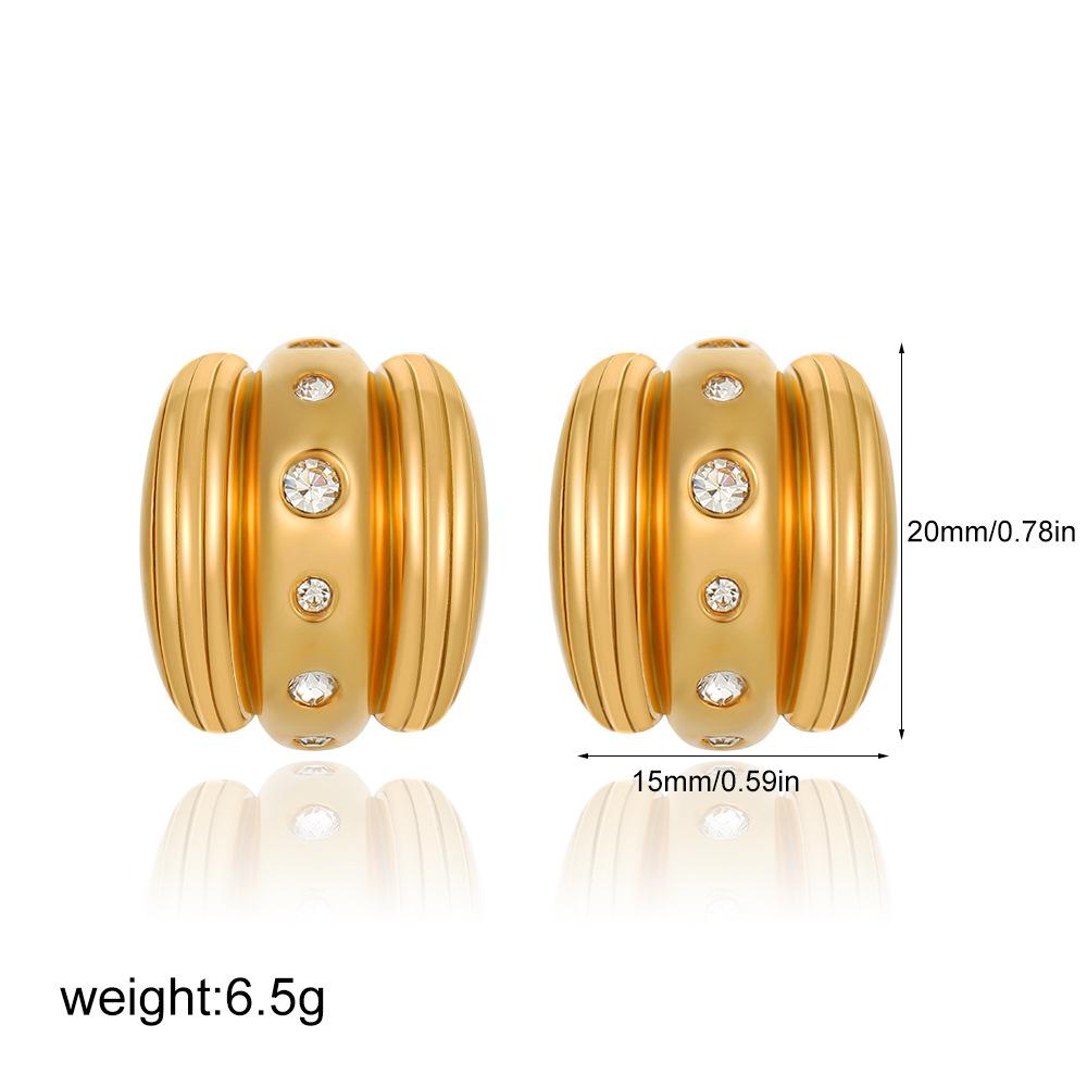 18K Gold Glossy Curved Claw Stud Earrings Inlaid with Zircon Exaggerated C-shaped Large Earrings Ear Jewelry